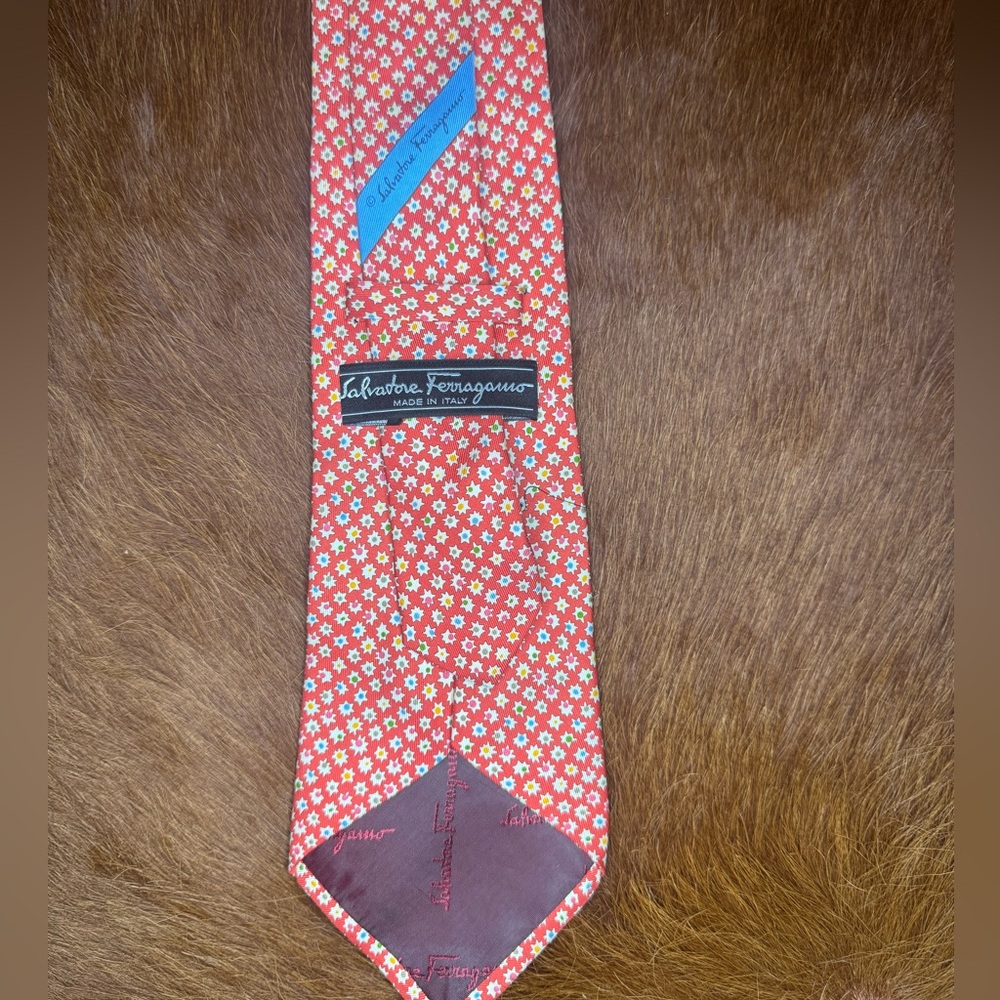 Salvatore Ferragamo Red Patterned Men's Tie